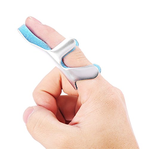 Uxsiya Frog Type Finger Splint Soporte de Aluminio maleable con Acolchado de Espuma para el Dedo Roto Finger Knuckle Support Brace para enderezar el Dedo de mazo doblado Bloqueado(L)