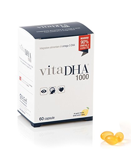 VitaDHA 1000 - 90% Omega-3 como TG | DHA 500 mg por perla | 5 * Certificado IFOS en cada lote | 60 cps