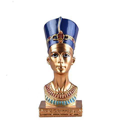 Wakauto 1 Piezas Greative Egipcio Reina Cabeza Estatua Resina Artesanía Estatuilla Hogar Escultura Decorativa para Sala de Estar Decoración del Hogar