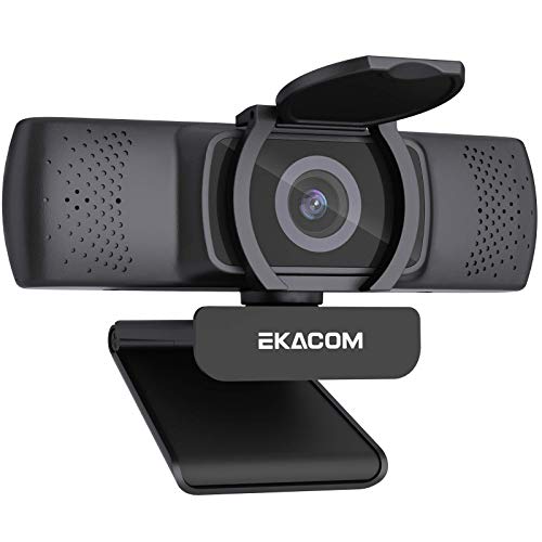 Webcam con Micrófono Estéreo, EKACOM 1080P Full HD Cámara Web USB2.0 con Cubierta de Privacidad para Video Chat/Estudios/Juegos/Grabación, Plug y Play PC Web Cam, Compatible con Windows, Mac y Android