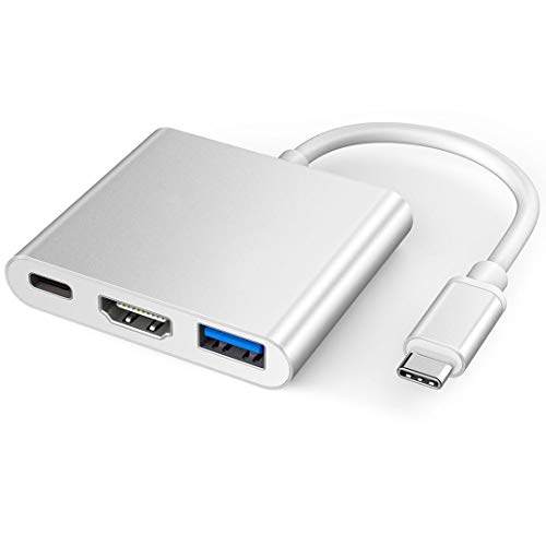 XVZ Adaptador de USB C a HDMI , concentrador 3 en 1 con USB 3.0, puerto de carga, convertidor digital HDMI compatible con Nintendo Switch, MacBook, Chromebook/Dell/Samsung