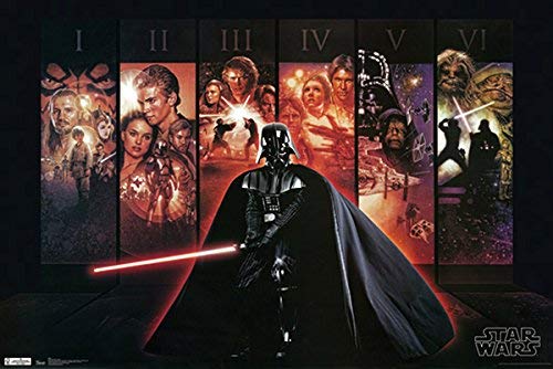 Xzmafthfrw 777 Tri-Seven Entertainment Star Wars Poster Darth Vader Episodes 1-6 Large Print (24x36)