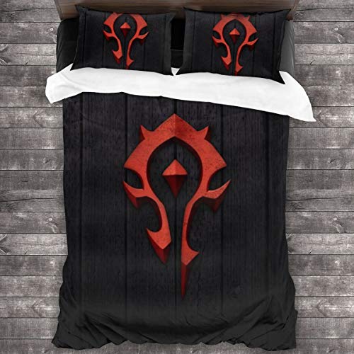Youyouyu Juego de cama de 3 piezas de World Warcraft, 201 x 180 cm, 2 fundas de almohada y una funda de edredón, textil para el hogar, ropa de cama suave y cómoda.