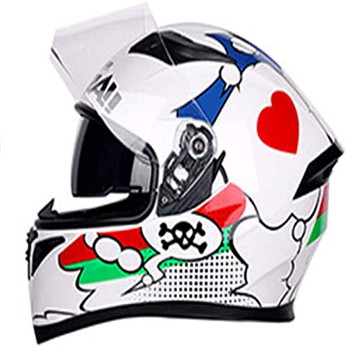 ZHXH Casco integral para motocicleta Retro Hombres y mujeres adultos Four Seasons Universal Flip Helmet Doble sombrilla Modular Off-road Motorcycle Helmet/dot Approved,