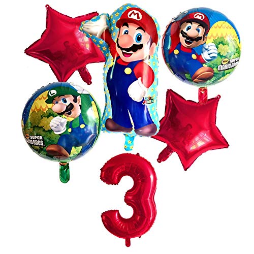 ZWYCEX Globos KUKUZHU 6pcs Super Mario Globos de 32 Pulgadas Número de Globos Boy Fiesta de cumpleaños de la Muchacha Mario Bros Luigi Mylar Globo Verde Set Decoración ( Color : Red 3 )