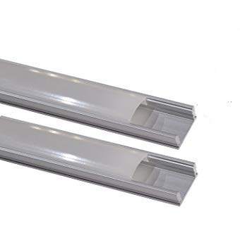 2x Perfil de Aluminio 1m LED para Tiras del LED con Cubierta Blanca Lechosa. Los tapones de los extremos y los clips de montaje de metal están incluidos en el Pack. (PACK X2)