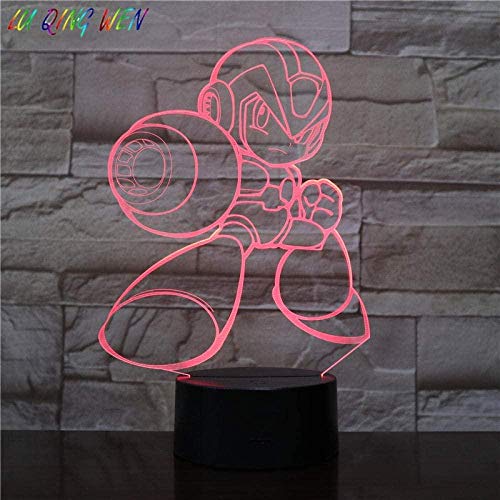 3D Illusion lampe Led veilleuse jeu Rockman 7 couleur changeante garçon enfant vacances anniversaire cadeau chambre décoration lampe de Table méga homme