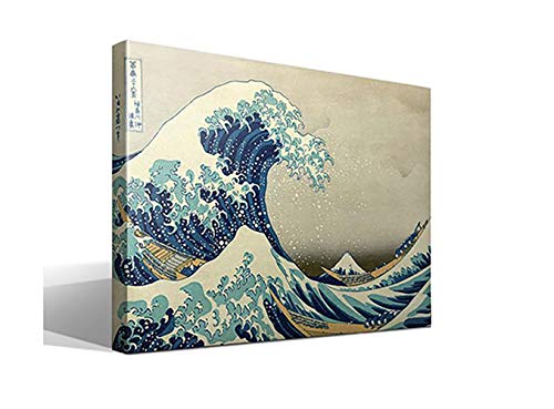 adro Canvas La Gran Ola de Kanagawa de Katsushika Hokusai - Ancho: 95cm - Alto: 70cm - Bastidor: 3cm - Imagen alta resolución - Impresión sobre Lienzo de Algodón 100% - Fabricado en España
