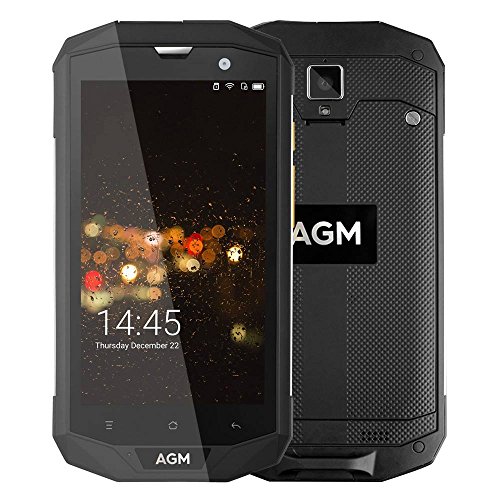 AGM A8 Smartphone 4GB RAM 64GB ROM Android 7.0 IP68 Impermeable Anti-Agua, Antí-Choques, Anti-Polvo Qualcomm Snapdragon 410 Quad Core 5,0 Pulgadas, Batería 4050mAh Cámara 13MP & 2MP NFC OTG, Negro