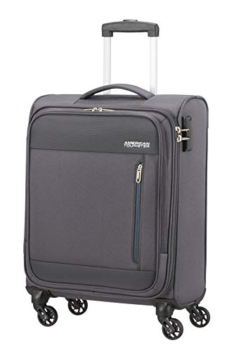 American Tourister Heat Wave - Spinner S Equipaje de Mano, 55 cm, 38 L, Gris (Charcoal Grey)