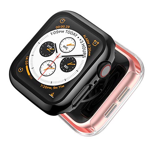 ANBEST 2-Pack Estuche de Plástico Duro Compatible con Apple Watch Series 6/5/4/SE 44mm Funda, Pantalla de Vidrio Templado HD Caja Protector Ultrafino de Pantalla Completa