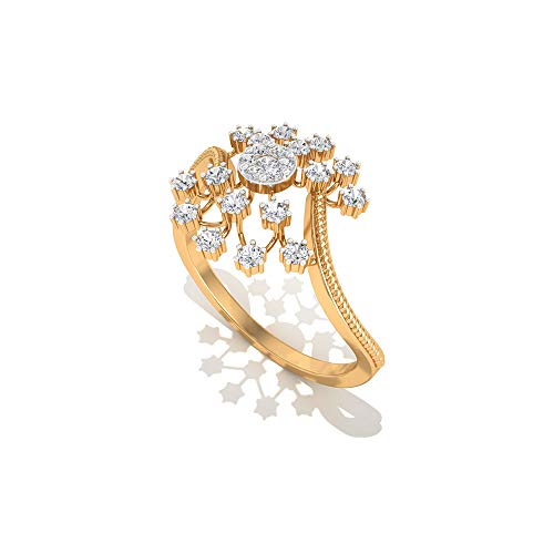 Anillo de compromiso de diamante certificado IGI con copos de nieve de 0,29 quilates, oro sólido de 14 quilates, anillos de boda de novia, 14K Oro rosa, Size:EU 47