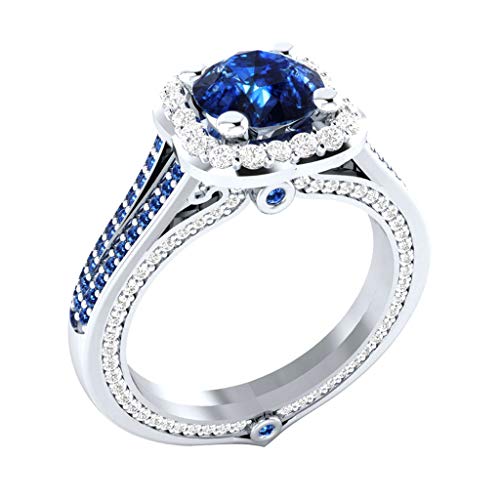 Anillos, Regalo de joyería de Anillo Femenino de circonita microincrustada de Diamante Completo de Metal Personalizado, joyería para Regalos de Mujer (Azul 9)