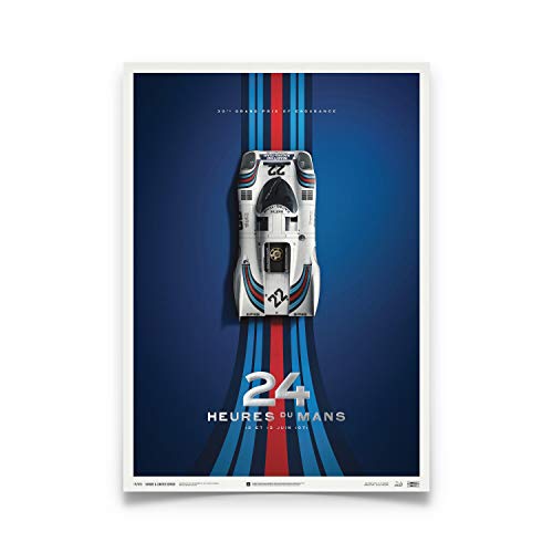 Automobilist | Porsche 917 - Martini - 24h Le Mans - 1971 | Edición de Coleccionista | Tamaño de póster estándar 19 ¾ x 27 ½ pulgadas
