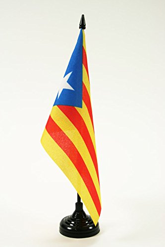AZ FLAG Bandera de Mesa de CATALUÑA ESTELADA BLAVA 21x14cm - BANDERINA de DESPACHO CATALANA INDEPENDENTISTA – Catalunya 14 x 21 cm