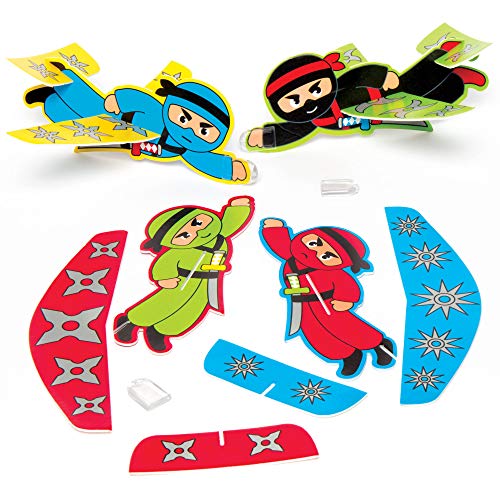 Baker Ross Planeadores Ninja (paquete de 8) juguetes para niños, bolsas de fiesta, juegos y premios (AC867)