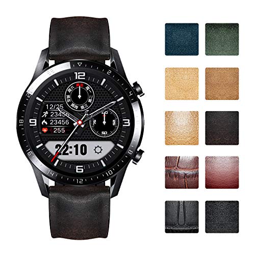 Bandas de reloj de repuesto compatibles con Huawei GT/GT2 42mm 46mm/Huawei Watch 2 Classic/Sport Smartwatch Correas de reloj híbridas de silicona de cuero flexible a prueba de agua (20mm/22mm)