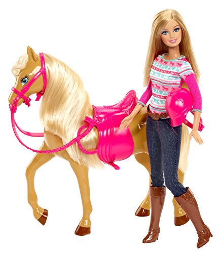 Barbie - Muñeca Barbie con Caballo y Silla de Montar