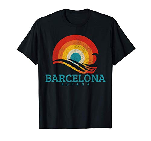 Barcelona España Surfista Vintage Souvenir Camiseta