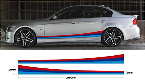 BMW M Color Pegatina Graphic de coche Side rayas Set M Sport E30 E36 E39 E46 E60 E90 M3, M5 (ss20009)