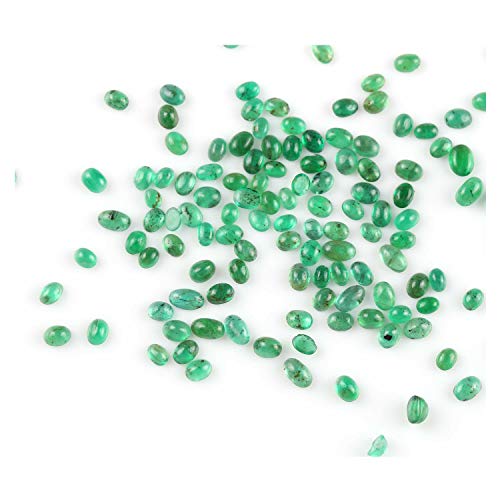 BONLISONS Piedra Preciosa Suelta en Forma de cabujón Esmeralda de Zambia Natural 5X3 mm | Cabochon Emerald | Piedra Preciosa Preciosa | 20 Piezas