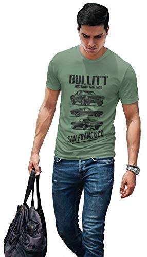 Bullitt Mustang Fastback 1968 #2174 - Camiseta para hombre verde S