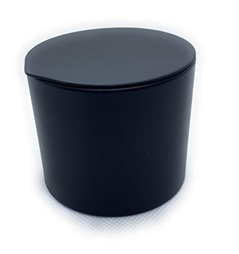 Caja de metal redonda con tapa, 6,5 x 5,5 cm, redonda, vacía, color negro mate, caja de almacenamiento, lata de metal, de la marca Perfecto24