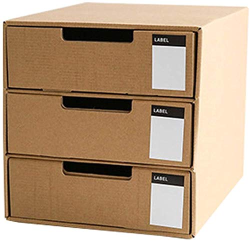 Cajón cartón Baffect con 3 capas de papel Kraft DIY Almacenamiento de escritorio Cajón clasificador inmóvil Oficina en el hogar Archivo A4 archivador Organizador de gabinete (Etiqueta vertical)
