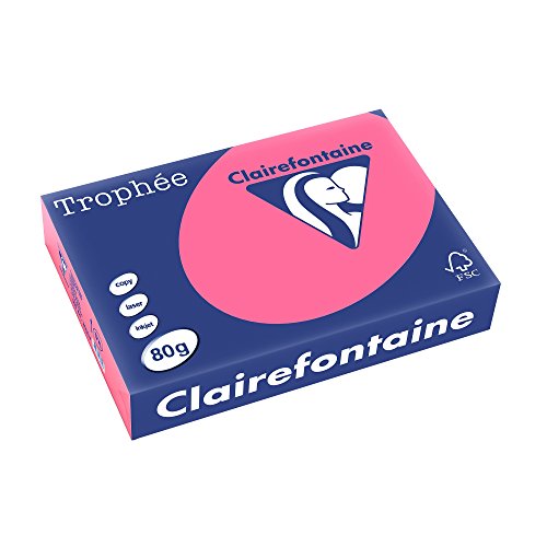 Clairefontaine Trophée - Resma de papel, 80 gr/m², 500 hojas, A4 (21 x 29.7 cm), color rosa fucsia