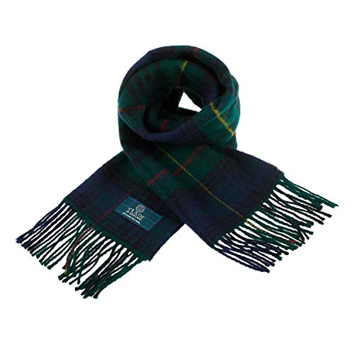 CLANS OF SCOTLAND - Bufanda de lana pura, diseño de cuadros escoceses - - talla única