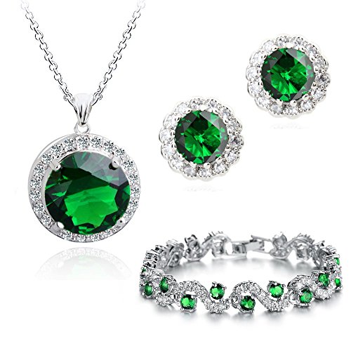 Crystalline - Juego de collar, pulsera y pendientes en oro de 18 quilates con cristales Swarovski, color verde