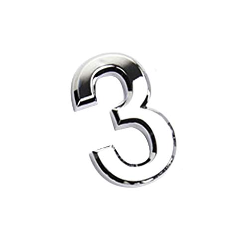 Cxjff 9 Piezas autoadhesiva Números 3D Puerta Número Número Placa de Plata dígito Etiquetas Autoadhesivas de la Puerta número Firma 1-9 (Color: NO7) (Color : No4)