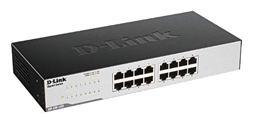 D-Link GO-SW-16G Gigabit Easy Ethernet Gigabit Desktop Switch, Schwarz (El diseño puede variar)
