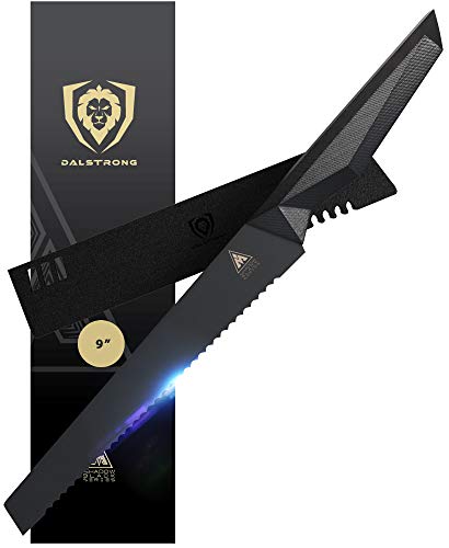 Dalstrong Bread Knife - 9" - Shadow Black Series - Black Titanium Nitride Coated German HC Steel - Sheath - NSF Certified
