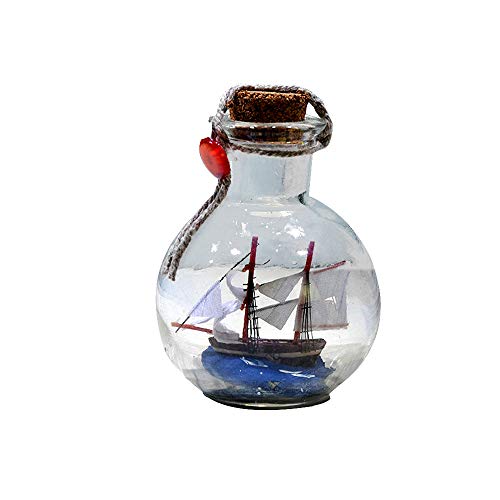 Decoración de botella de deriva, barco de vela en botella de corcho de cristal, barco pirata en una botella, kit de artesanía, decoración náutica para el hogar, regalos, manualidades