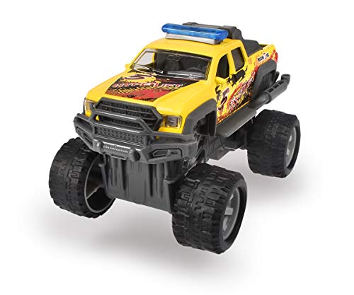 Dickie Toys Rally Monster-Coche de Juguete con Motor retráctil, neumáticos de Goma, suspensión, 3 Colores Diferentes, 1 Unidad, Azul, Amarillo o Blanco, 15 cm (203752011)