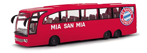 Dickie Toys Touring Bus FC Bayern München-Autobús de Juguete con fricción, Puertas Abiertas, 1:43, 30 cm, Color Rojo, (203175000)