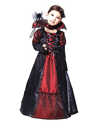 Disfraz de vampiro - chica - disfraces para niños - halloween - carnaval - vampiro - vampirina - drácula - crepúsculo - niña de color negro - talla m - 6-7 años - idea de regalo twilight