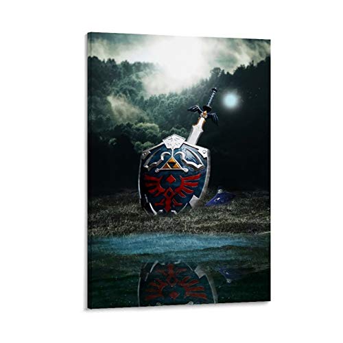DRAGON VINES Póster e impresión de la leyenda de Zelda Link Shield and Sword Cool para decoración de pared de dormitorio, 20 x 30 cm