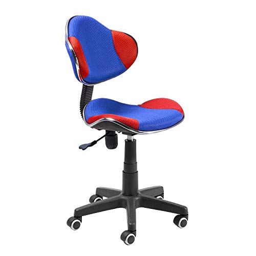 duehome Silla de Escritorio, Silla de Estudio, Silla Juvenil, Acabado en Tejido Transpirable, Color Azul y Rojo, Modelo Bambola, Medidas: 56 cm (Ancho) x 54 cm (Fondo) x 84-95,5 cm (Alto)