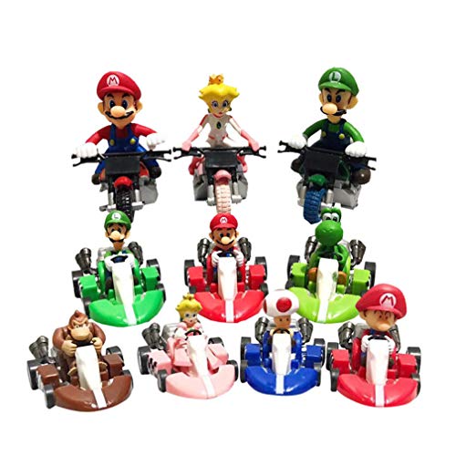 EASTVAPS 10 unids / Set Super Mario Bros Kart Tire de la Motocicleta del Coche PVC Figura de acción de Juguete