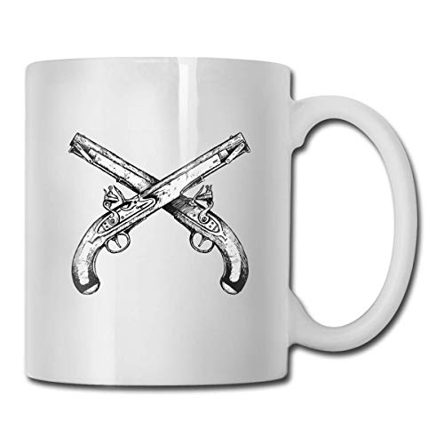 Ejército militar policía rama pistolas cruzadas regalo divertida taza de café taza de té tazas de cerámica esculpidas blancas
