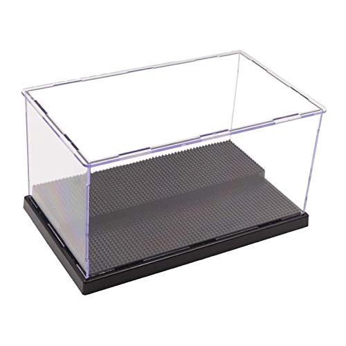 ELEpure Caja de exhibición de acrílico transparente de 2 niveles, ensamblaje de mostrador de almacenamiento, cubierta antipolvo, vitrina de figura de acción pop, juguete coleccionable (25x15.5x13.5cm)