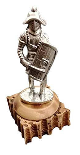 Eurofusioni Gladiator Romano Figura - Antiguo Guerrero Miniatura de coleccionista chapada de Plata con Base de Resina Pintada a Mano - h 5 Cm