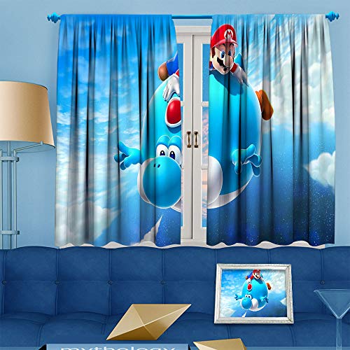 Ficldxc Divertida cortina Super Mario 3D World - Cortinas de fondo (160 cm de largo, pantalla insonorizada (Super Mario Galaxy 2) de 52 x 63 pulgadas