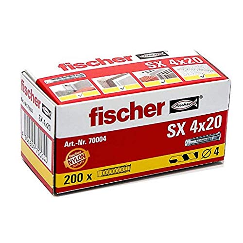 fischer 70004 Taco SX 4x20 (Caja de 200 Ud.), 070004, Gris