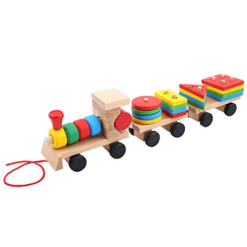 Fockety Modelo de Tren de Madera, Tren de Bloques, para niños en Edad Preescolar, bebé