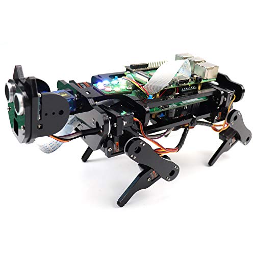 Freenove Robot Dog Kit para Raspberry Pi 4 B 3 B + B A +, Caminar, Autoequilibrio, Rastreo de Bolas, Reconocimiento Facial, Video en Vivo, Rango Ultrasónico, Cámara Servo Inalámbrica RC