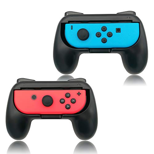FYOUNG Empuñaduras Grip para Nintendo Switch Joy-con Mandos Set, Cómoda Agarres para Manos Grip Funda de Gamepad para JoyCon Controller - Negro (2 Paquetes)