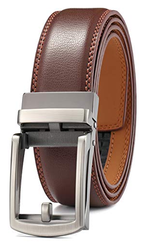 GFG Cinturón de cuero para hombres con hebilla automática 35mm Ancho-0040-125-Marrón